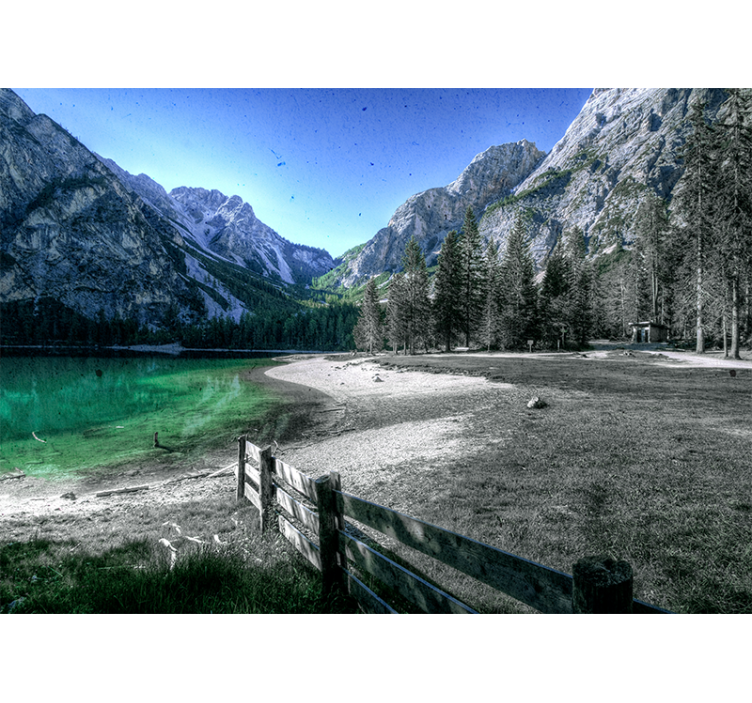 Landscape mural wallpaper mountainous lake calm - TenStickers