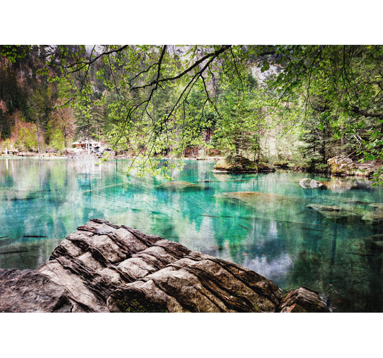 Tranquil lake scene landscape mural wallpaper - TenStickers