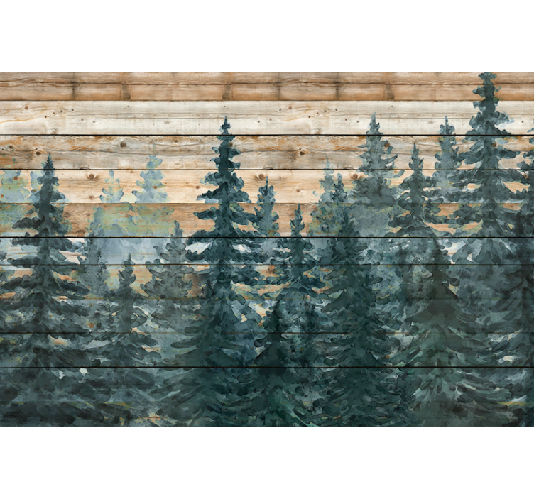 Serene pine forest mural for living room - TenStickers