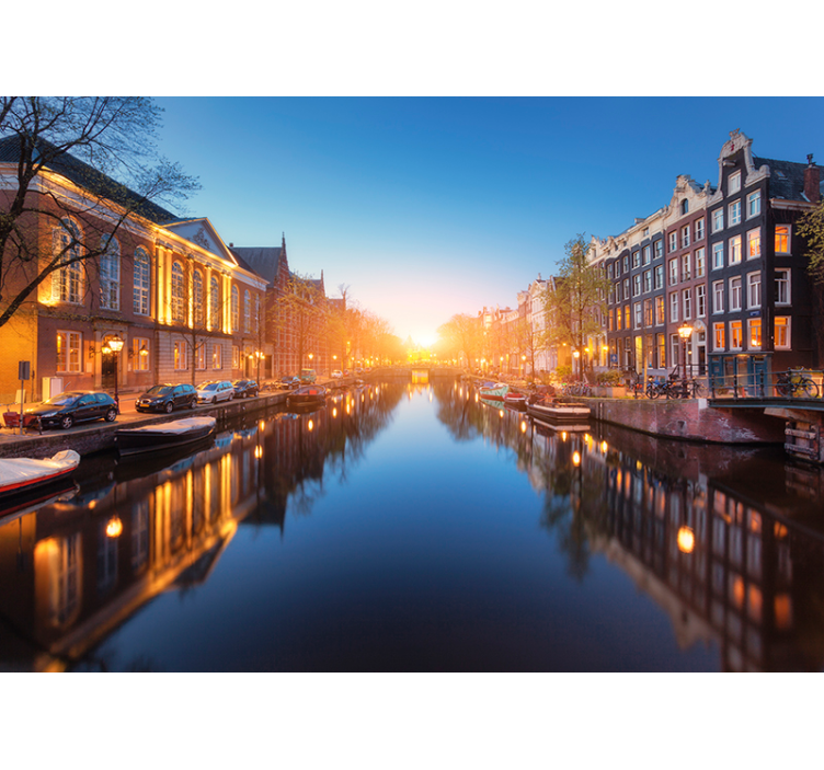 Amsterdam Canal Dusk amsterdam wall mural - TenStickers