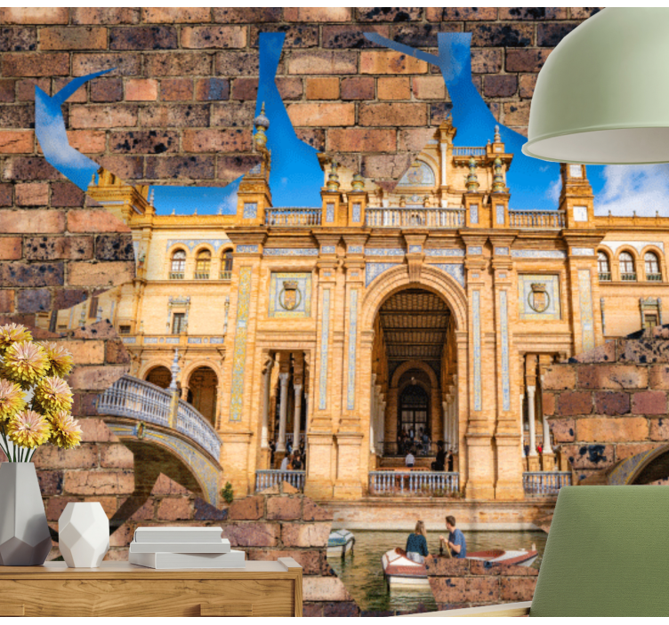 3D brick effect views to Sevilla 3D Wall Mural - TenStickers