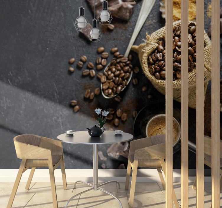 3D coffee beans and cup photo mural - TenStickers