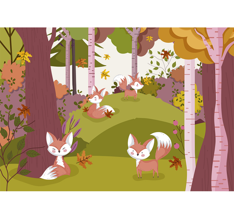 Enchanted Forest Animals nursery mural - TenStickers