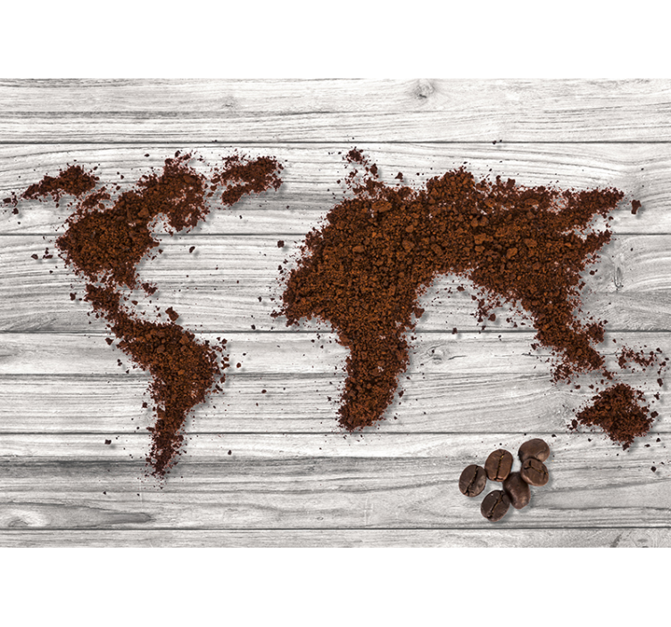 Coffee Grounds world map wall mural - TenStickers