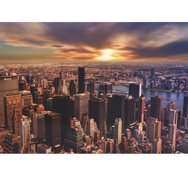 New york wall mural urban skyline at sunset - TenStickers