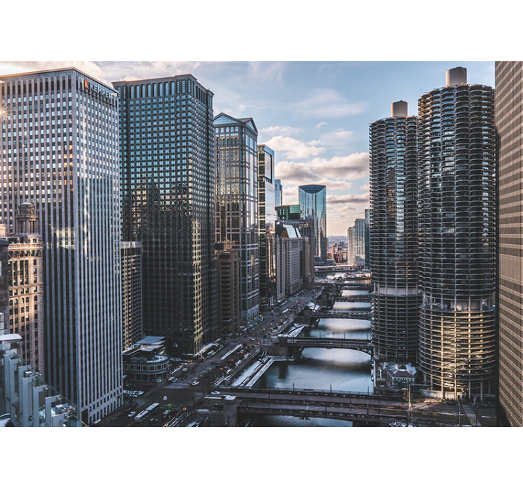 Chicago Wall Mural aerial - TenStickers