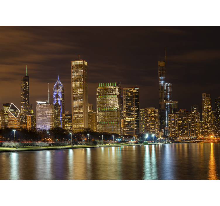 Chicago night with michigan lake Bedroom Murals - TenStickers