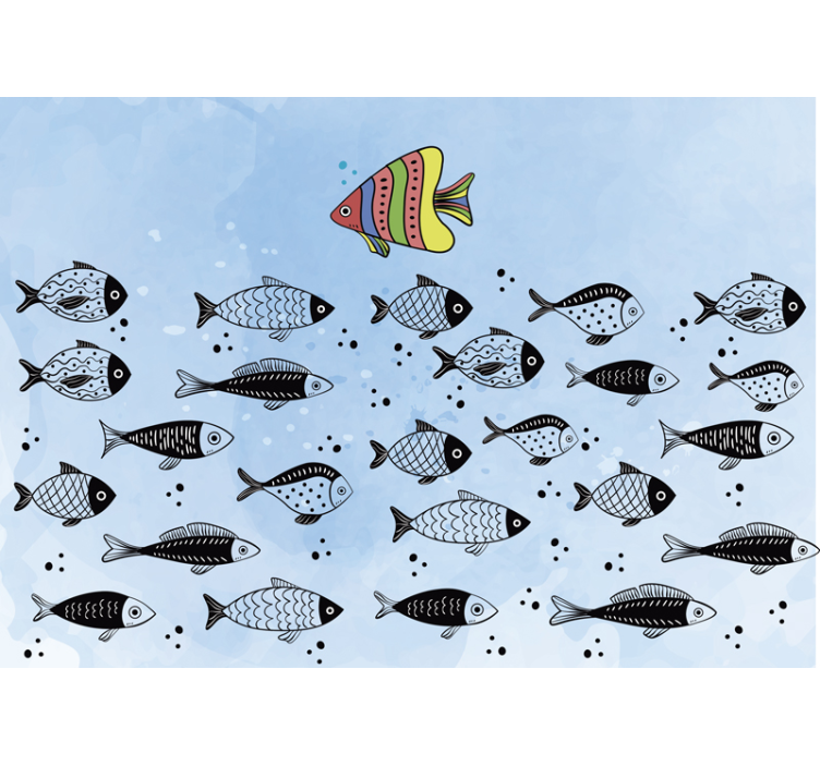 Dining room wall mural colorful fish display - TenStickers
