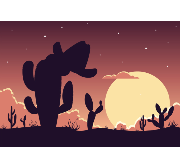 Cactus and hat western pattern Bedroom Murals - TenStickers