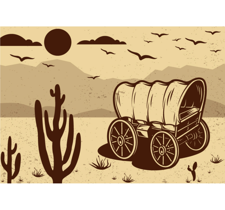 Desert Landscape Wagon children wall mural - TenStickers