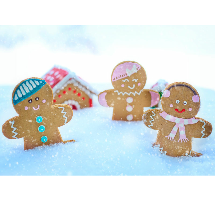 Christmas mural festive gingerbread scene - TenStickers
