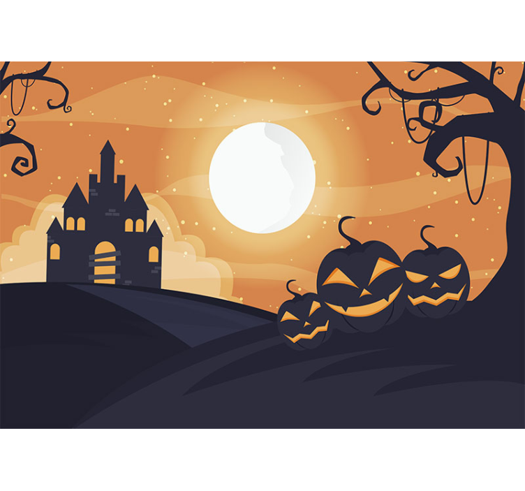 Orange happy Halloween wall mural - TenStickers