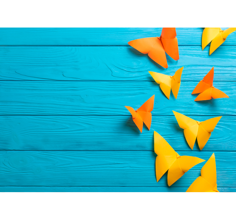 Colorful Paper Butterflies wood look wallpaper - TenStickers