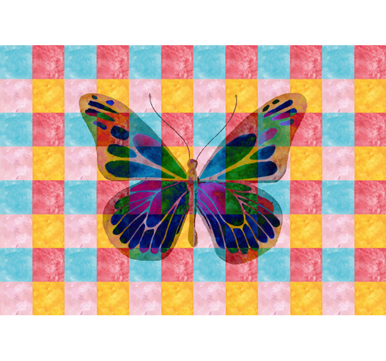 Flower mural with colorful butterfly design - TenStickers