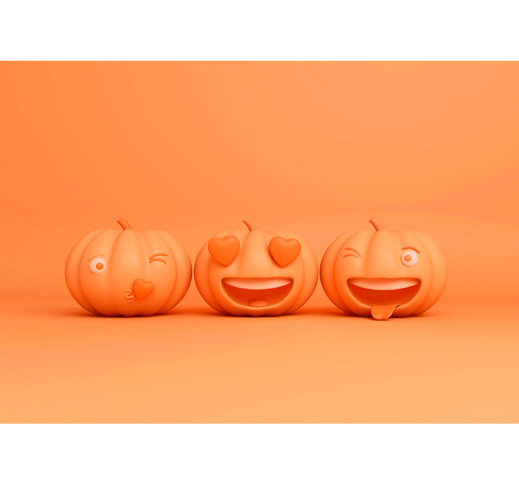 Funny Pumpkin Faces halloween mural - TenStickers