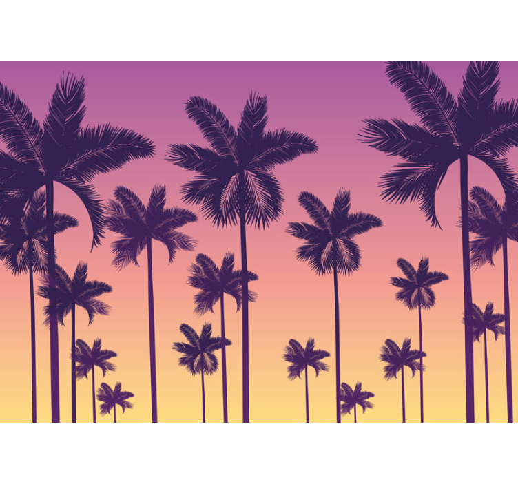 Sunset Palms tree mural photo - TenStickers