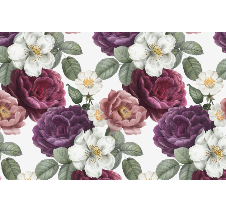 pink Rose and peony on black wall mural - TenStickers