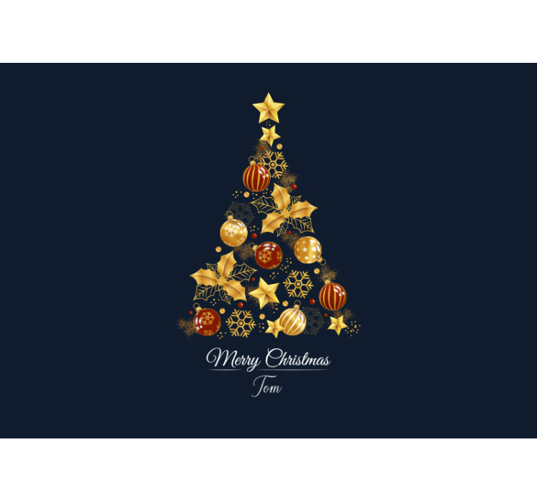 Gold tree christmas mural - TenStickers