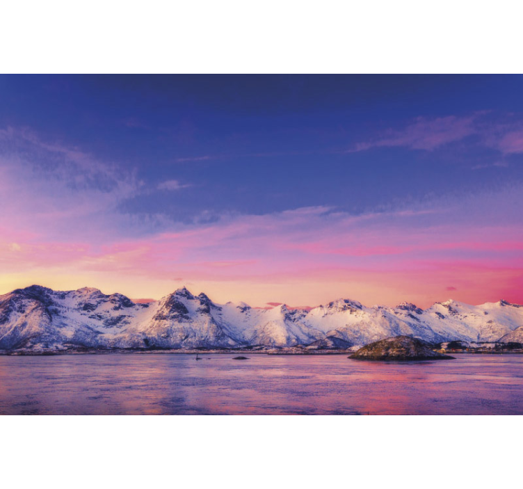 Snowy Mountain Sunset landscape mural wallpaper - TenStickers