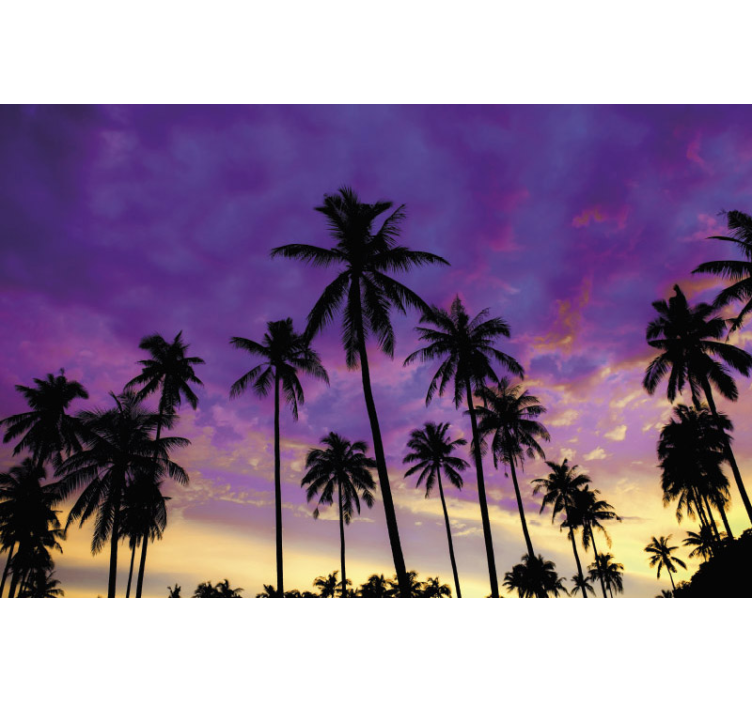Silhouette of palm trees purple tree mural - TenStickers