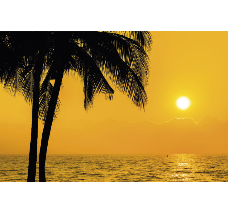 Silhouette Palm Sunset nature wall mural - TenStickers