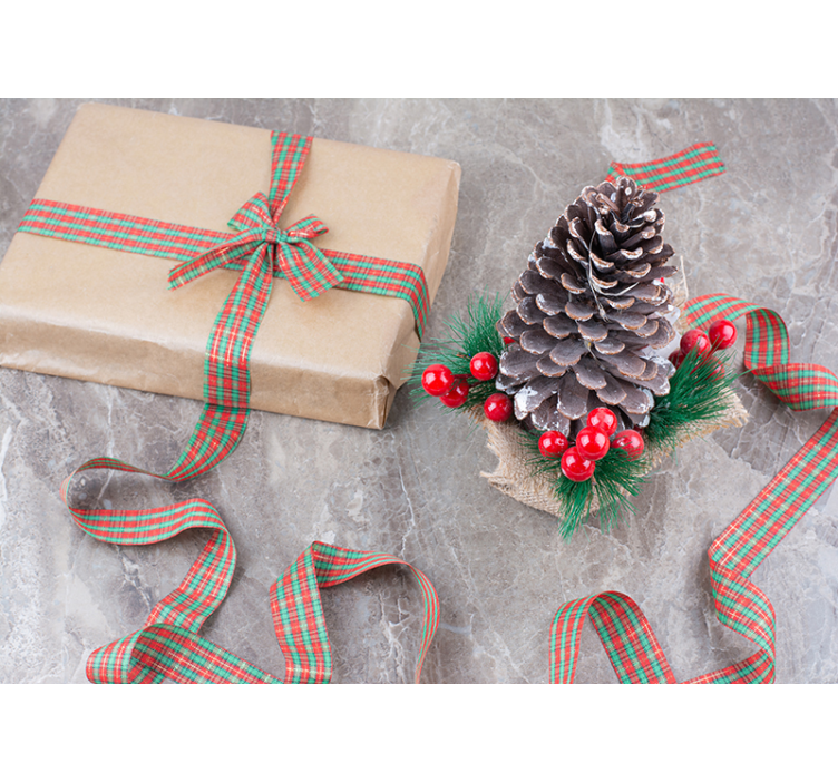 Festive Pinecone Arrangement christmas mural - TenStickers