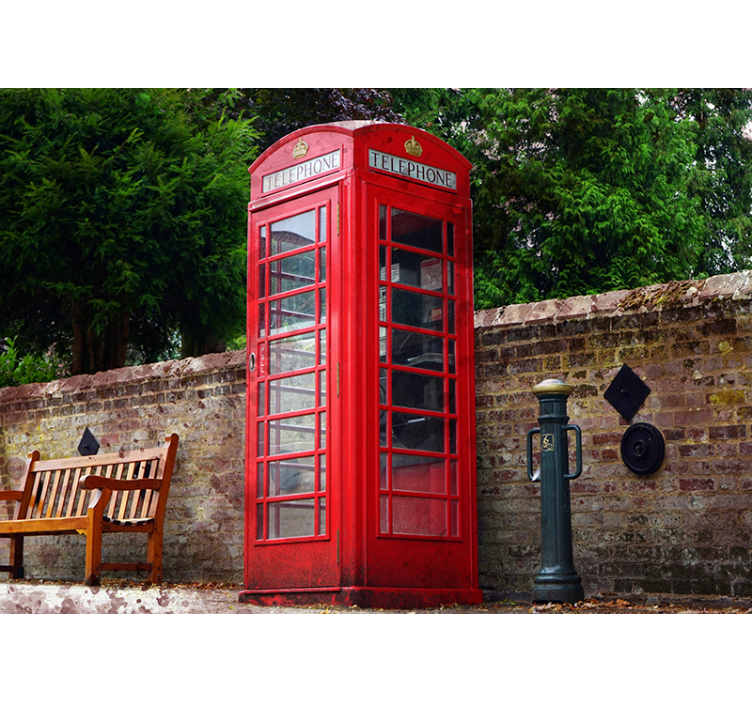 Red telephone booth in London Wall Mural - TenStickers