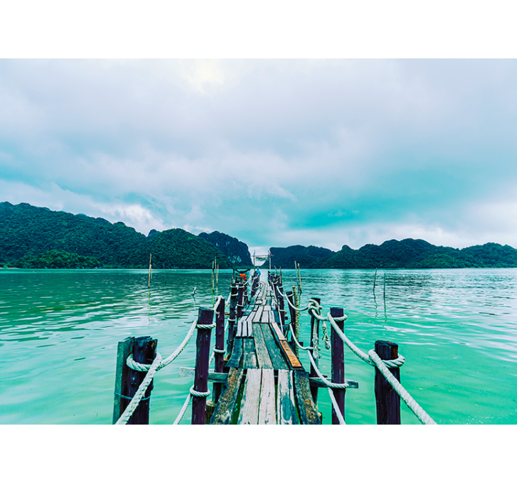 Landscape mural wallpaper tranquil pier view - TenStickers
