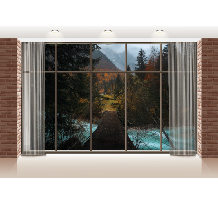 Window with forest view tree mural - TenStickers