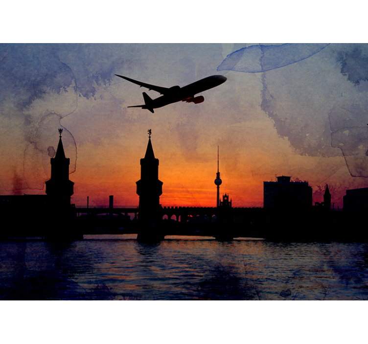Berlin wall mural berlin skyline at sunset - TenStickers