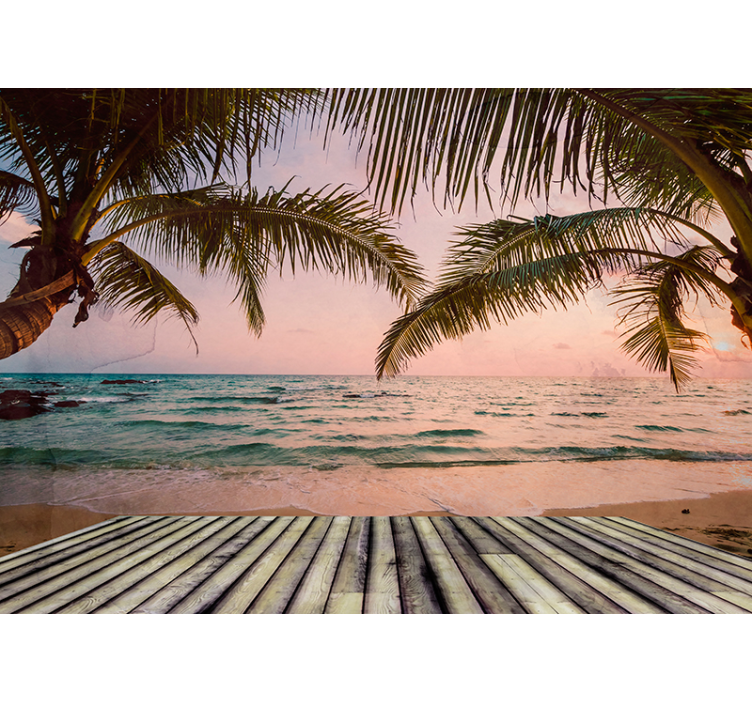 Landscape mural wallpaper tropical coastline view - TenStickers