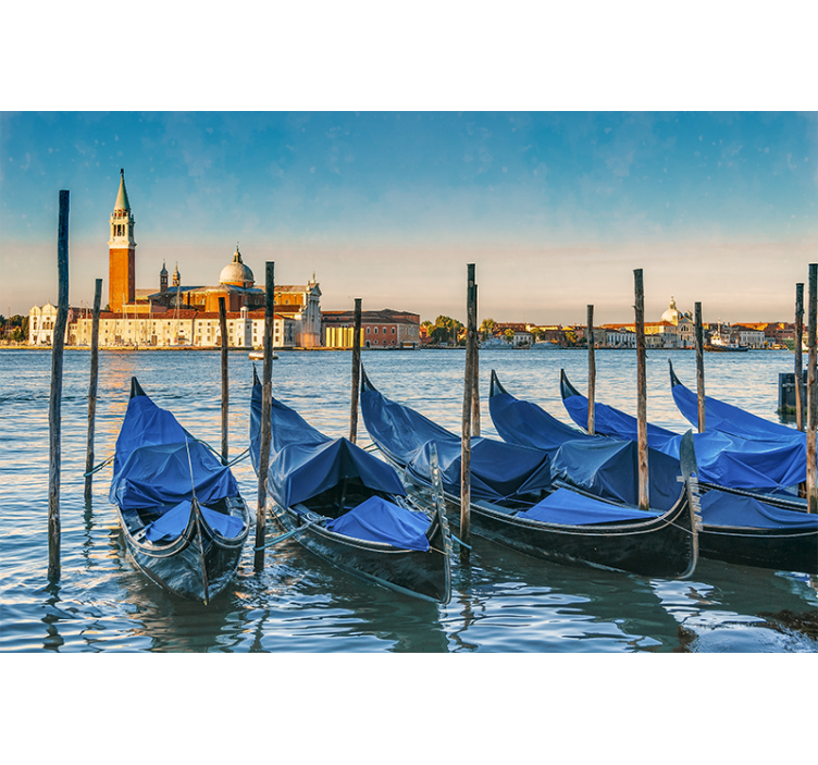 City wall mural venetian gondola scene - TenStickers