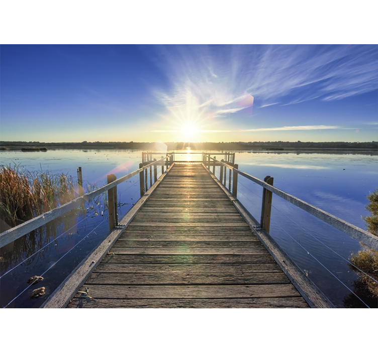 Landscape mural wallpaper pier sunset view - TenStickers