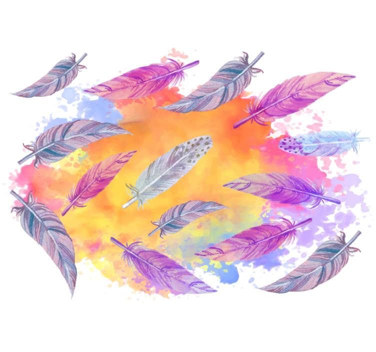 Flower mural colorful feather designs - TenStickers