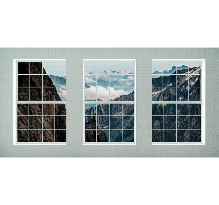 Mountain wall mural mountain view windows - TenStickers