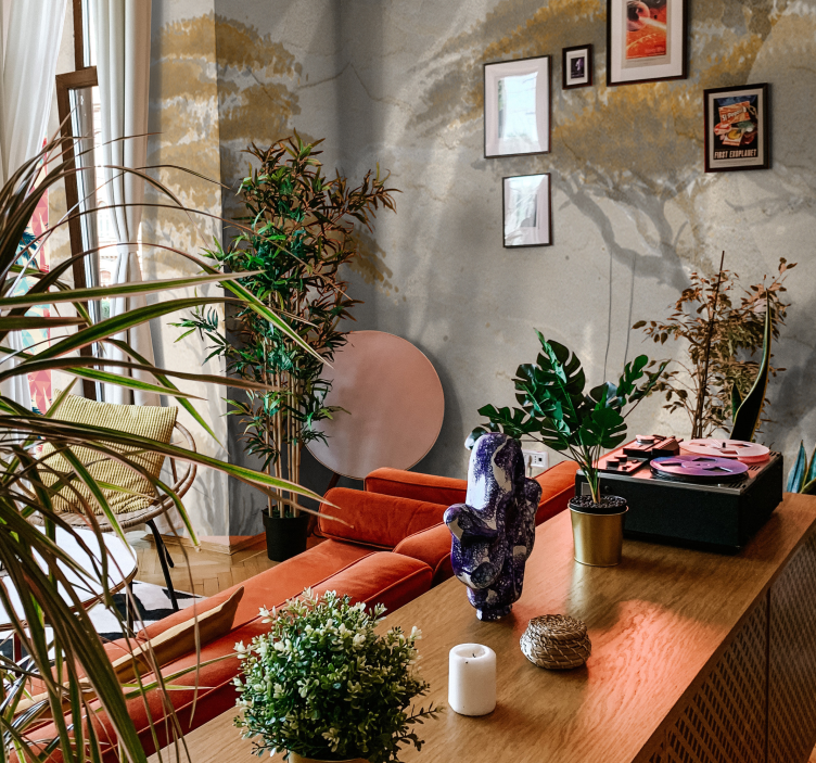 Graceful tree silhouettes mural for living room - TenStickers