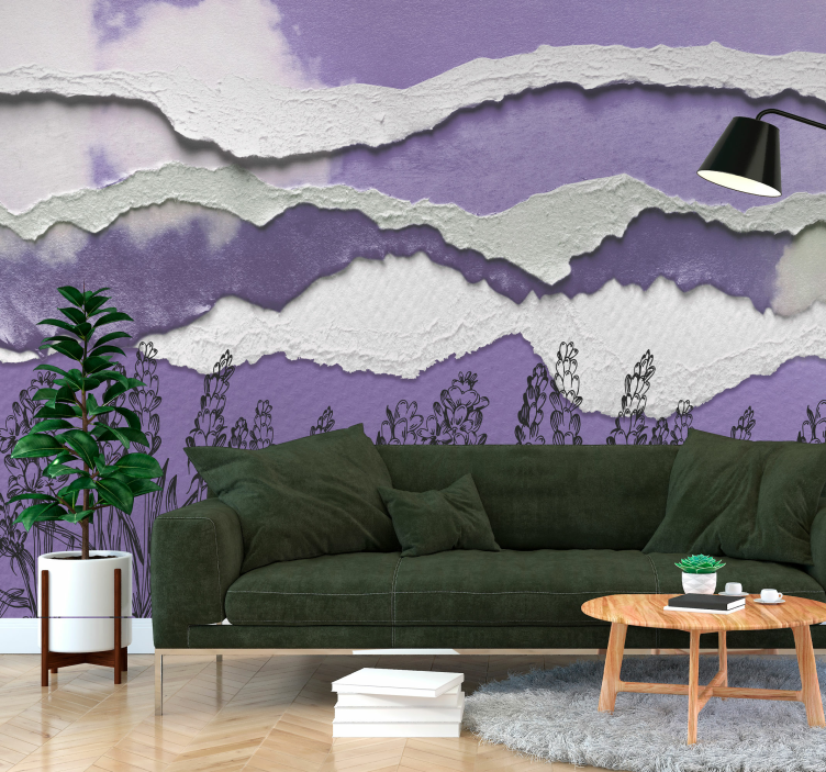 Abstract lavender field wall mural - TenStickers