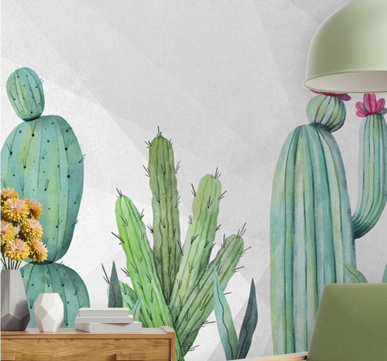 Nature wall mural cactus floral design - TenStickers