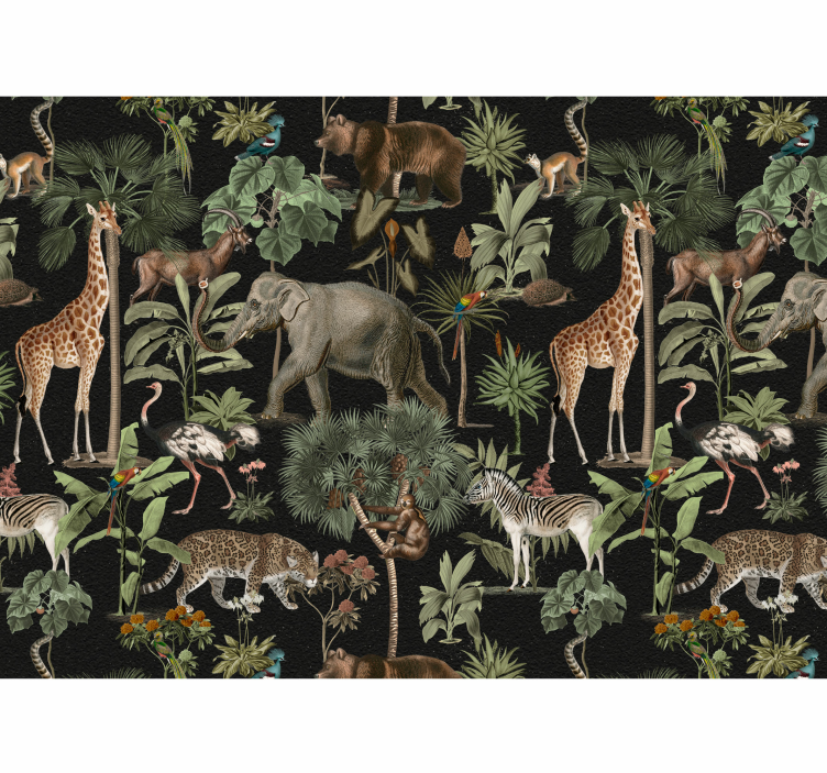 Master bedroom mural jungle wildlife adventure - TenStickers
