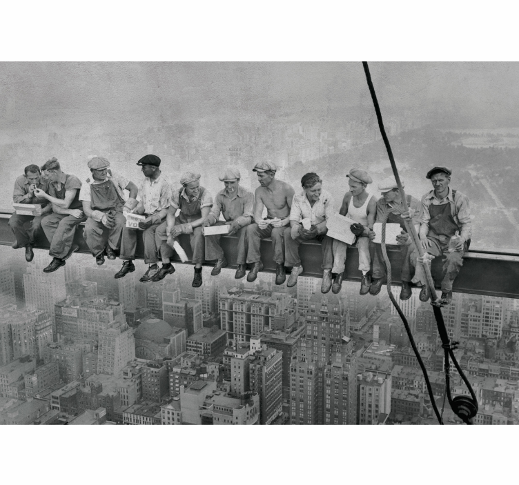 Men on top of skyscraper vintage wall mural - TenStickers