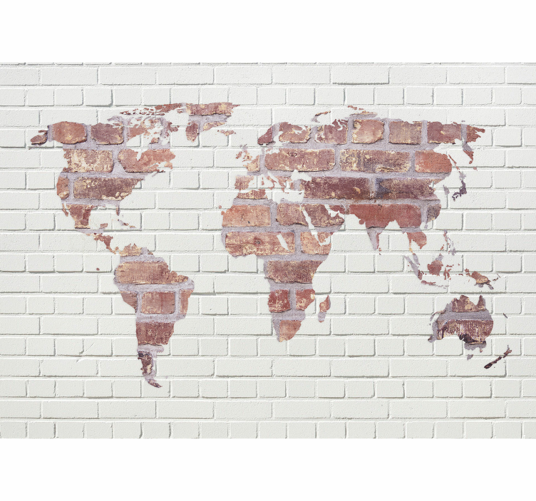 World map wall mural world map brick - TenStickers