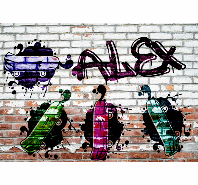 Graffiti wall mural colorful skateboards design - TenStickers