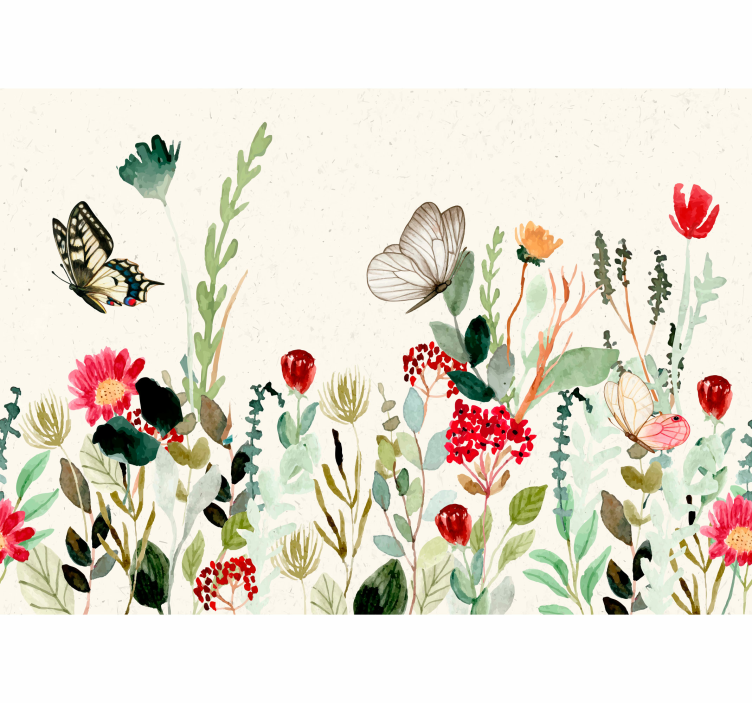 Flower mural floral garden butterflies - TenStickers