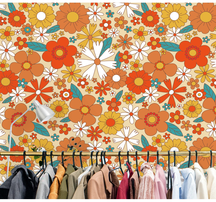 Multicolor 70's flowers vintage wall mural - TenStickers