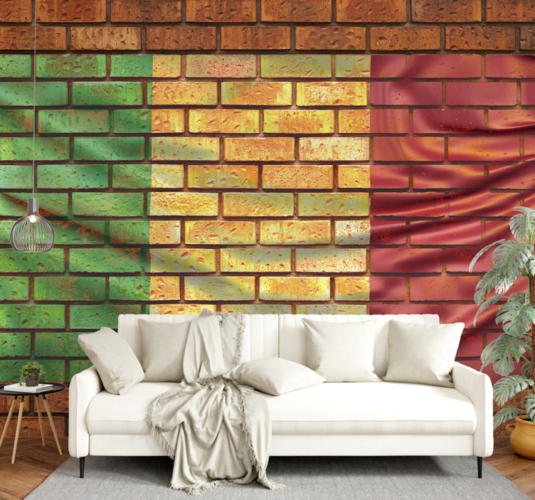 Spanish Flag effect brick wall mural - TenStickers