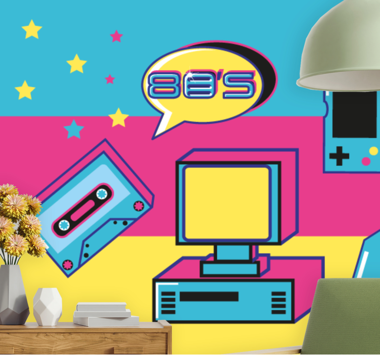 80's videogames systems vintage wall mural - TenStickers