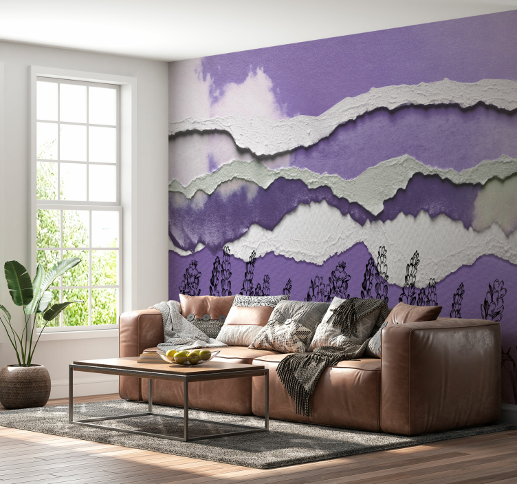 Abstract lavender field wall mural - TenStickers