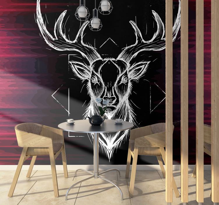 Abstract stag with antlers animal wall mural - TenStickers
