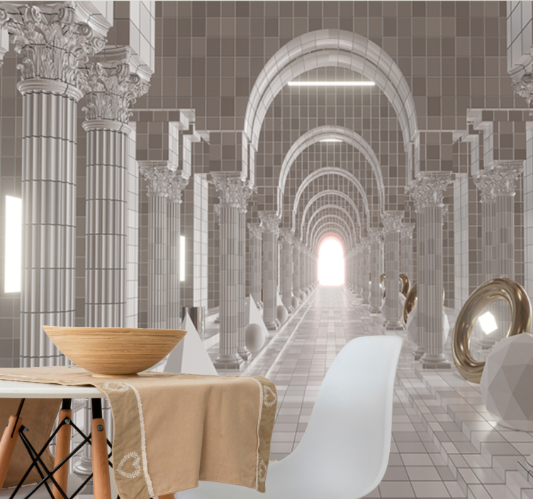 Abstract wall mural architectural corridor design - TenStickers