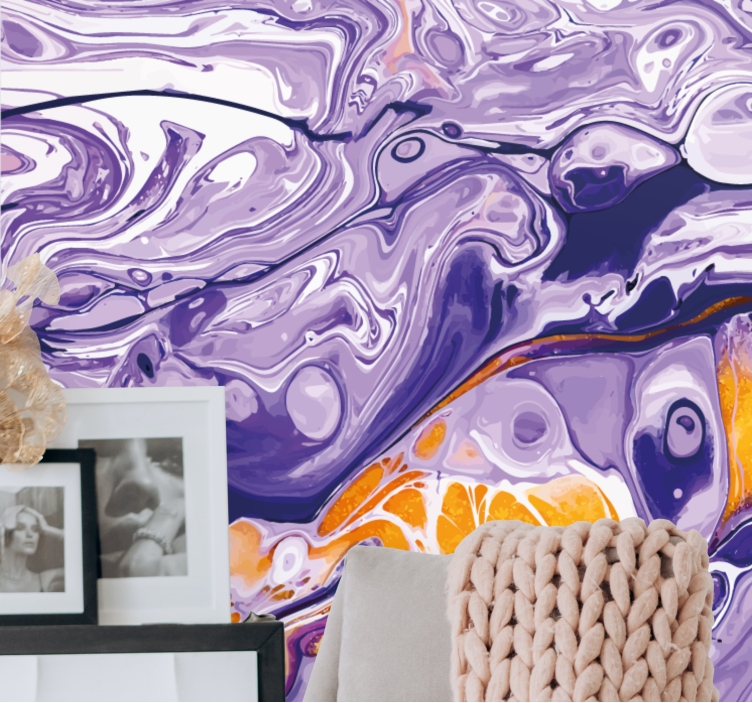 Abstract wall mural fluid purple swirl - TenStickers